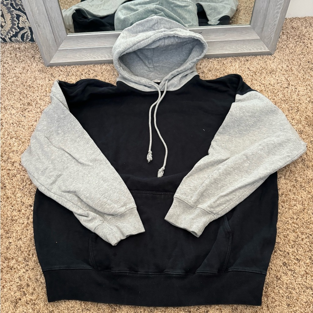 Brandy Melville/John Galt Gray and Navy Colorblock Hoodie